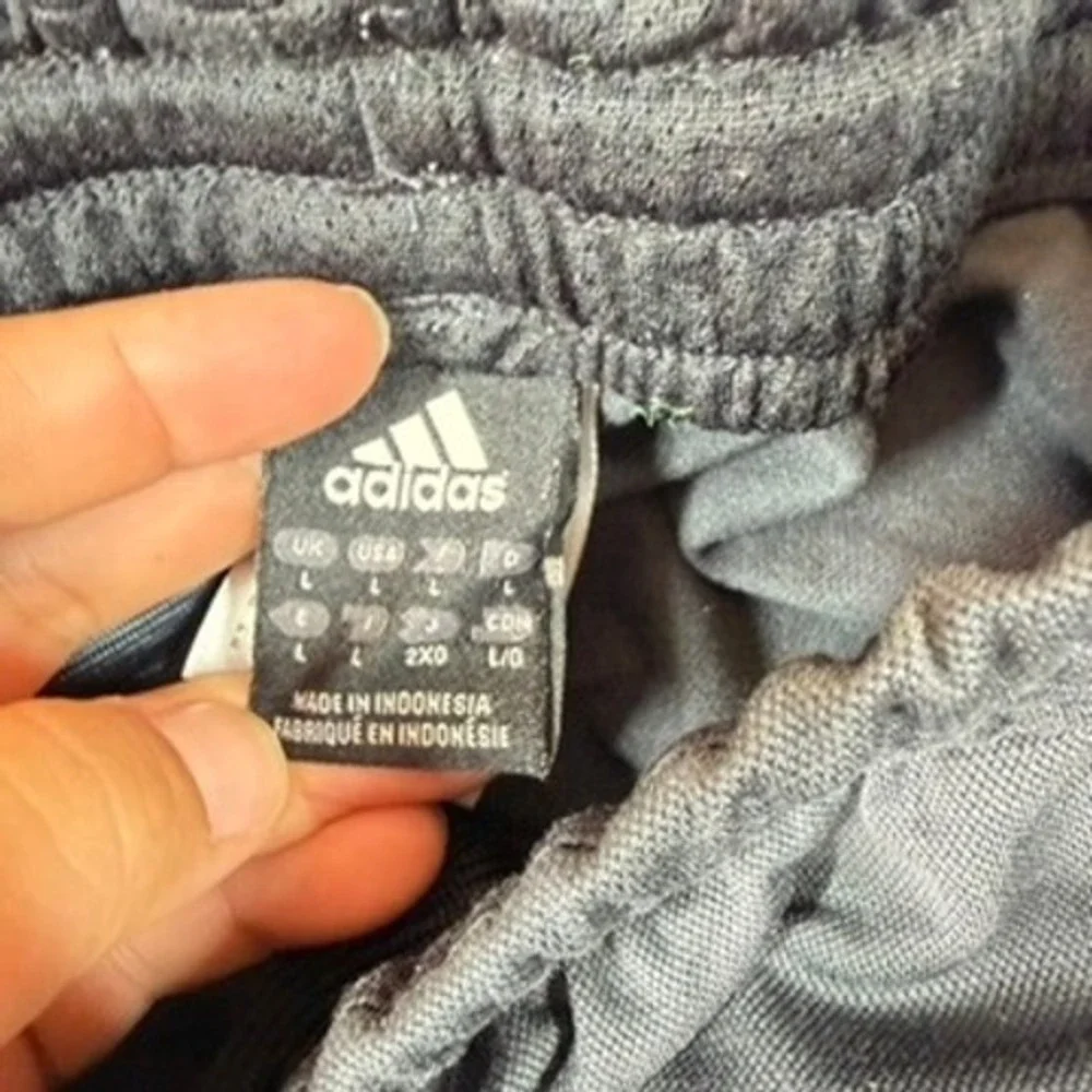Adidas Mens Track Pants Charcoal Grey 3-Stripe Athletic Training Size Large